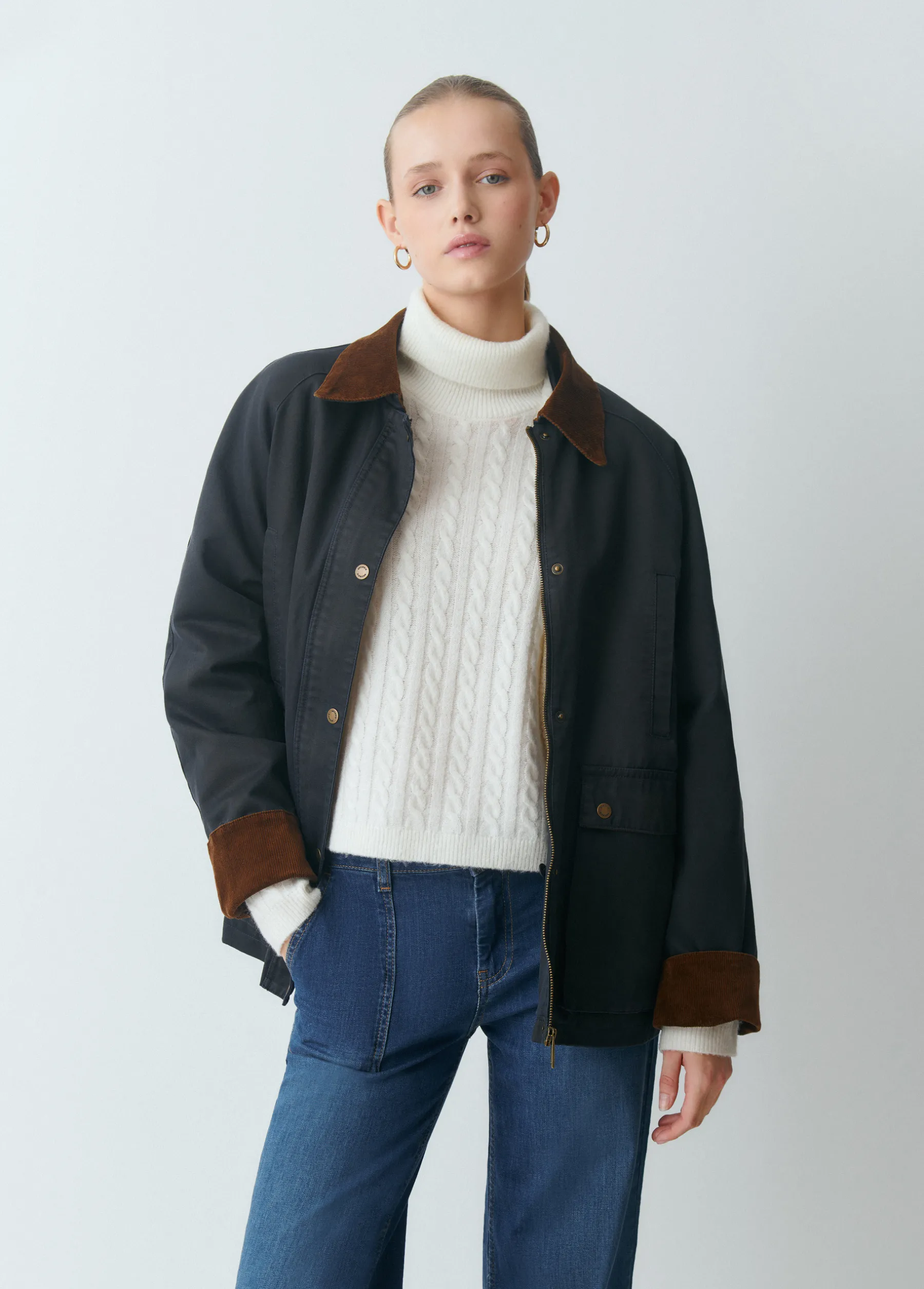 Abrigos Y Chaquetas*Brownie Chaqueta encerada con chaleco borrego extraíble Azulmarino