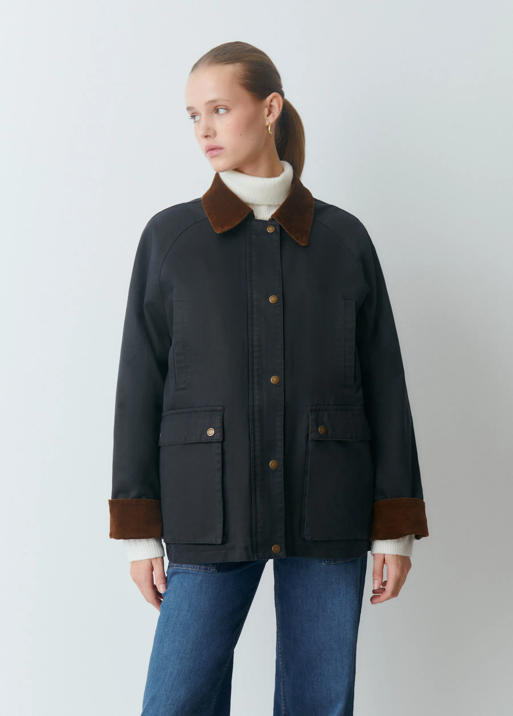 Abrigos Y Chaquetas*Brownie Chaqueta encerada con chaleco borrego extraíble Azulmarino