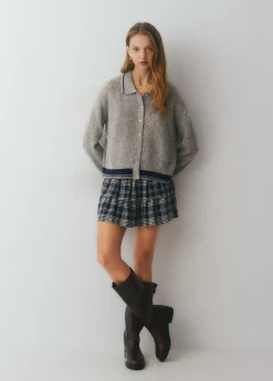 Jerséis|Punto*Brownie Chaqueta punto cuello polo contrastes Gris