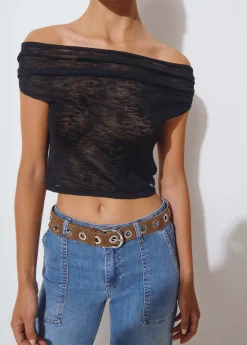 Cinturones*Brownie Cinturón piel eyelets Taupeoscuro