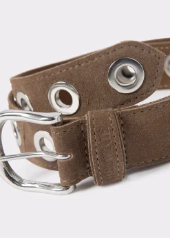Cinturones*Brownie Cinturón piel eyelets Taupeoscuro