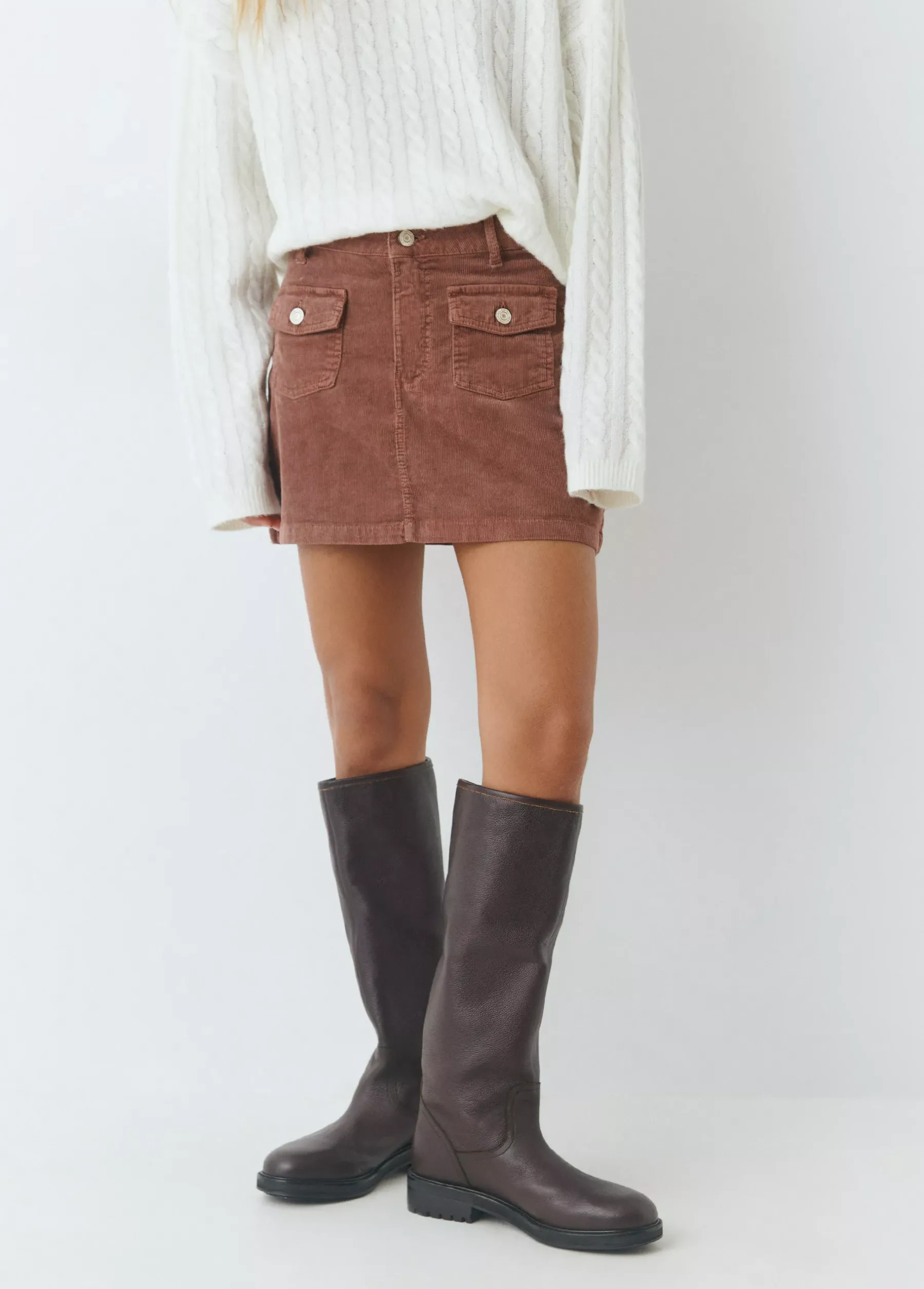 Faldas*Brownie Falda bolsillos pana Rosado