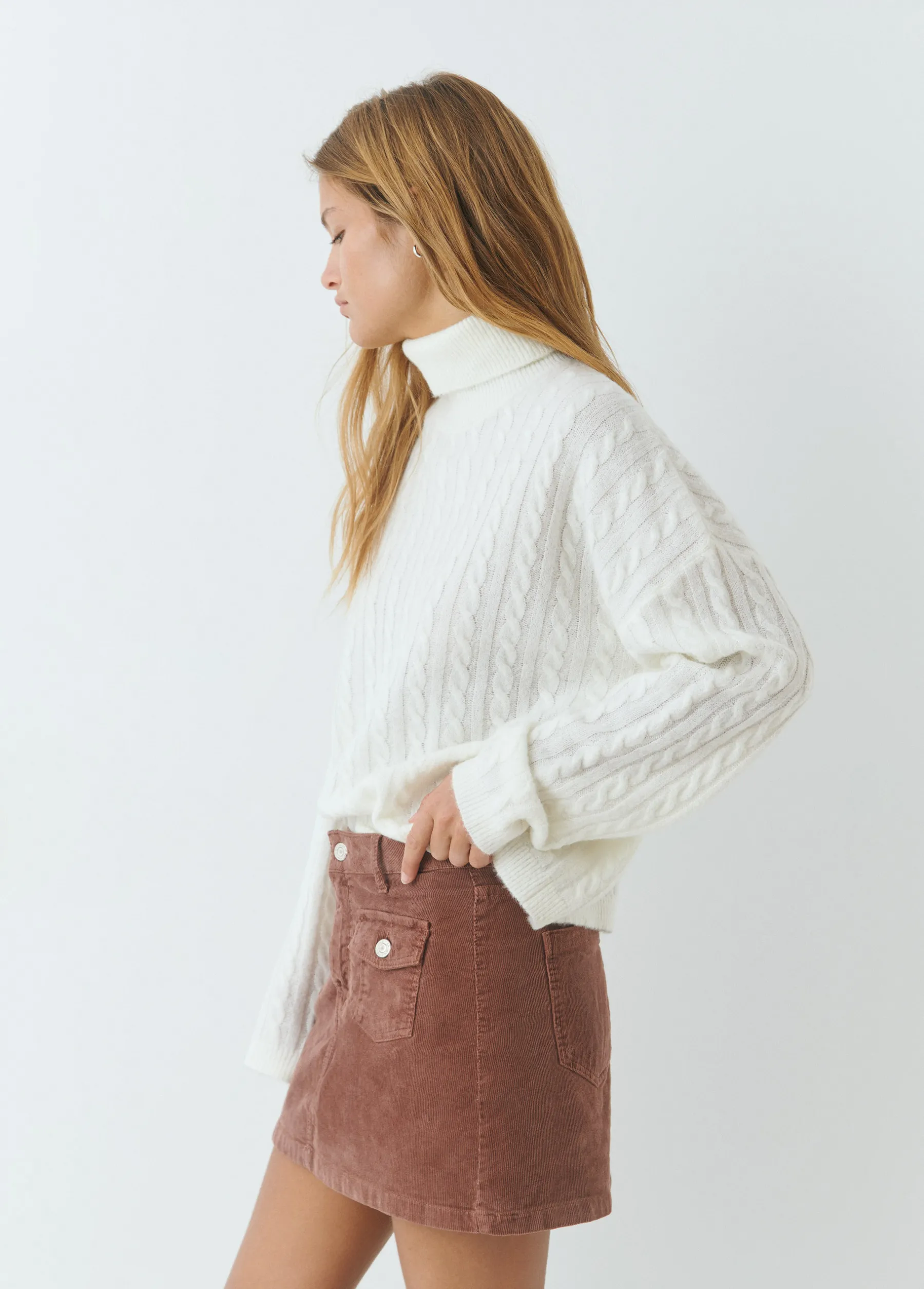 Faldas*Brownie Falda bolsillos pana Rosado