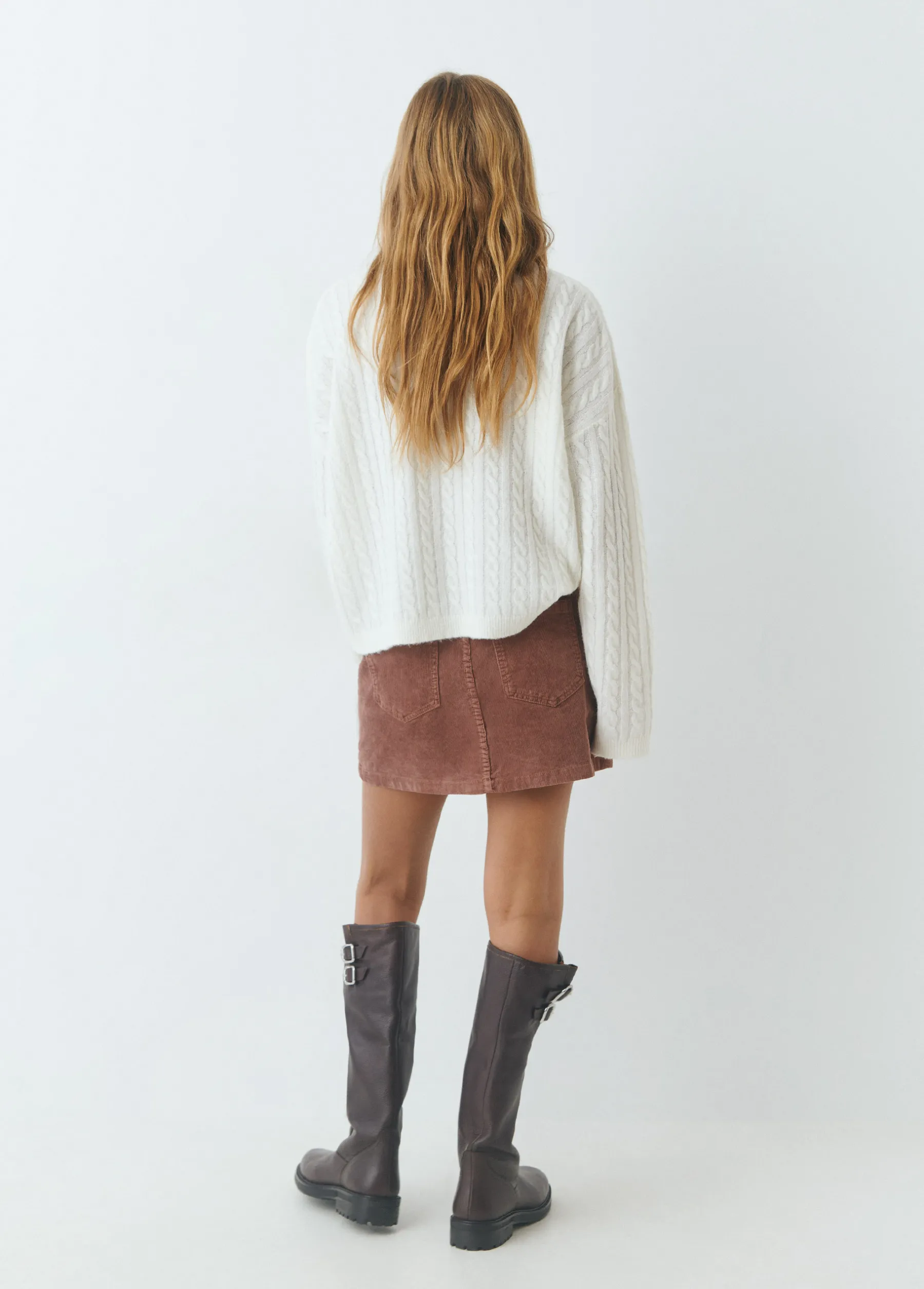 Faldas*Brownie Falda bolsillos pana Rosado