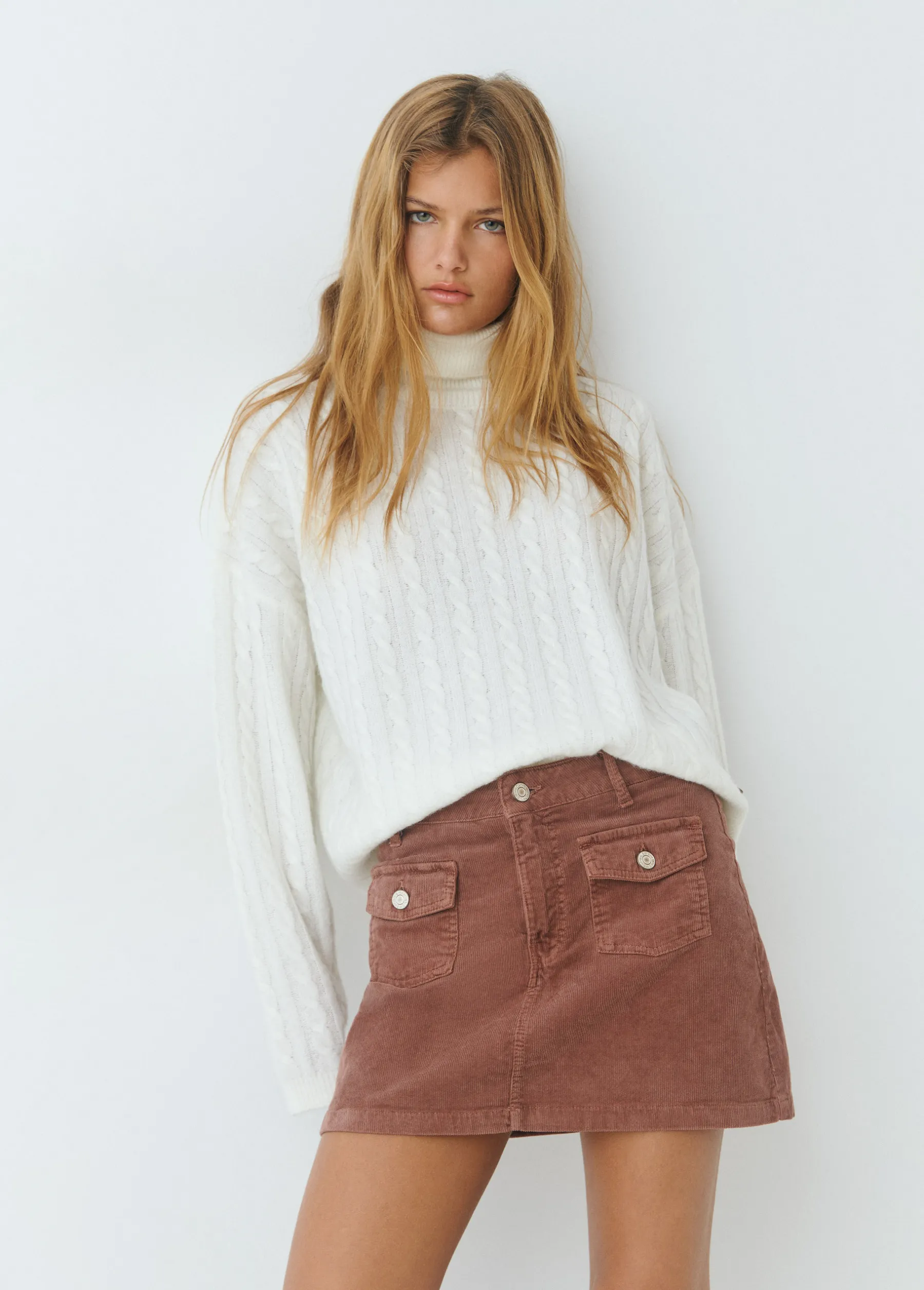 Faldas*Brownie Falda bolsillos pana Rosado