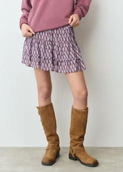 Faldas*Brownie Falda estampada volantes Malva
