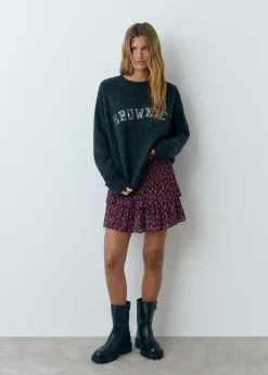 Faldas|Total Look*Brownie Falda estampada volantes sello indio Berenjena