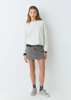 Faldas*Brownie Falda estrellas bordadas Gris