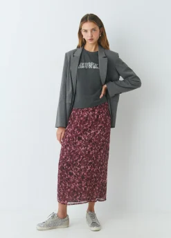 Faldas|Total Look*Brownie Falda midi estampada brillo Berenjena