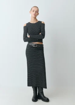 Faldas|Total Look*Brownie Falda midi raya lurex Negro