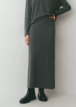 Faldas|Total Look*Brownie Falda midi raya tejida bicolor Negro