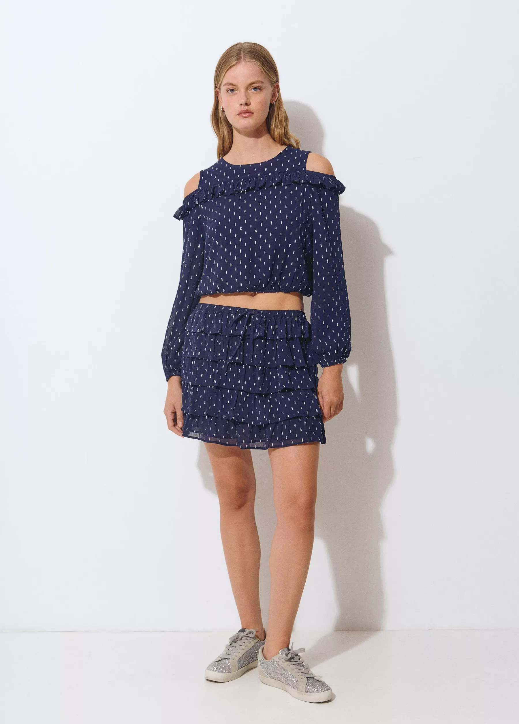 Faldas*Brownie Falda multivolantes brillo Azul