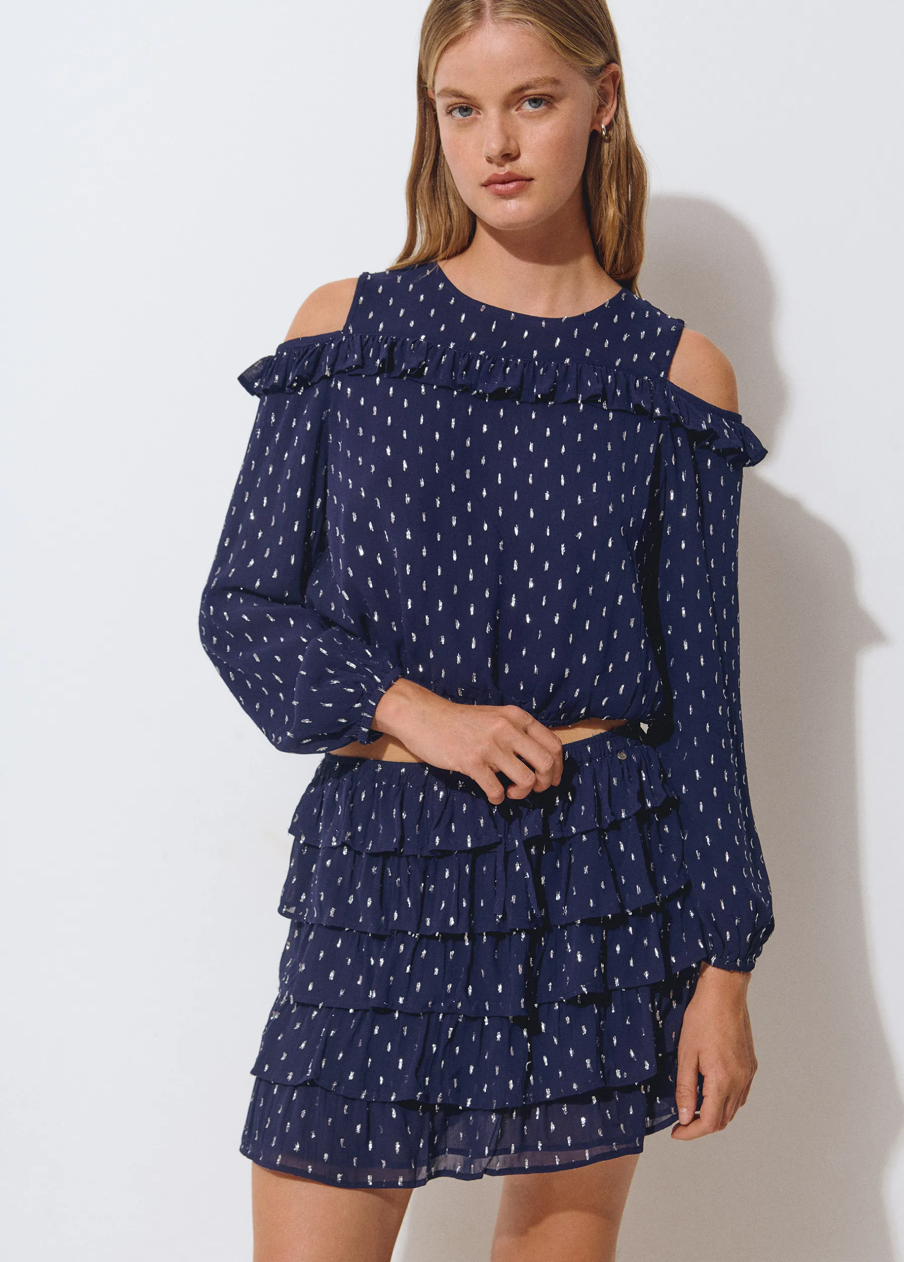 Faldas*Brownie Falda multivolantes brillo Azul