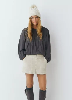 Faldas*Brownie Falda pana apertura tachas Crudo