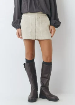 Faldas*Brownie Falda pana apertura tachas Crudo