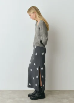 Faldas|Punto*Brownie Falda punto estrellas Antracita