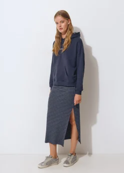 Faldas*Brownie Falda rib largo midi raya tejida Grisoscuro