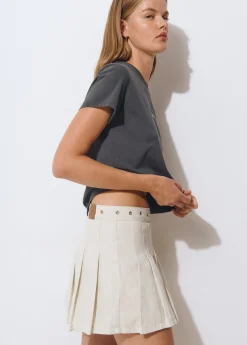 Faldas*Brownie Falda tablas eyelets Crudo