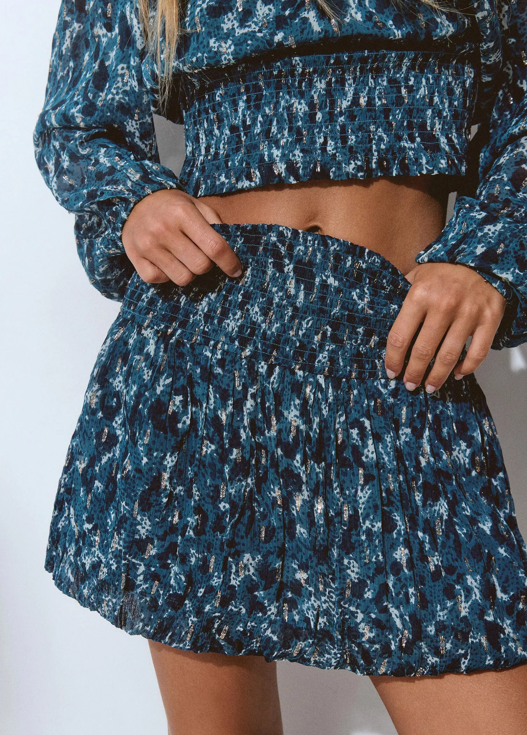 Faldas|Total Look*Brownie Falda tipo globo estampado brillo