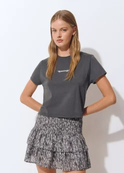 Faldas|Total Look*Brownie Falda volantes brillo estampada Gris