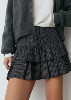 Faldas*Brownie Falda volantes cuadros Gris