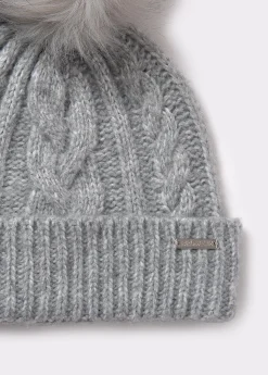 Gorras Y Gorros*Brownie Gorro trenza bola pelo Gris