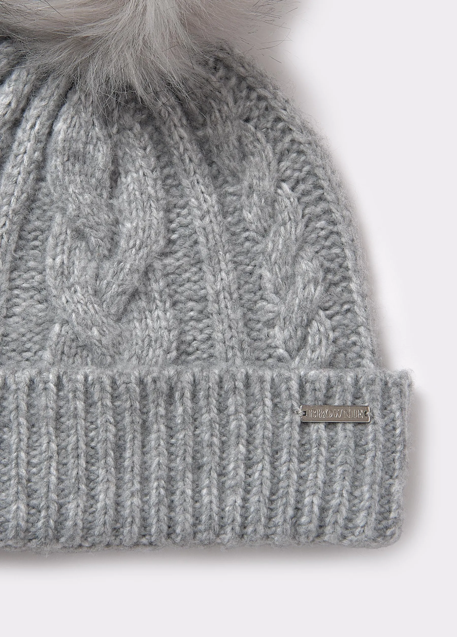 Gorras Y Gorros*Brownie Gorro trenza bola pelo Gris