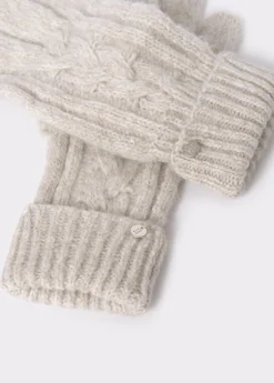 Guantes Y Mitones*Brownie Guantes trenza Crudo