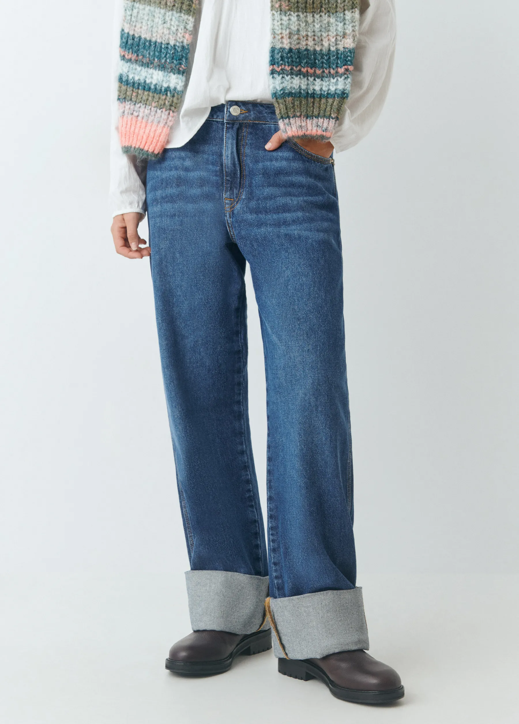 Jeans*Brownie Jeans bajo vuelta Azulmedio