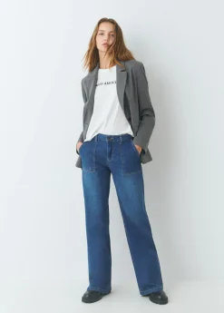 Jeans*Brownie Jeans culotte bolsillo frontal Azulmedio