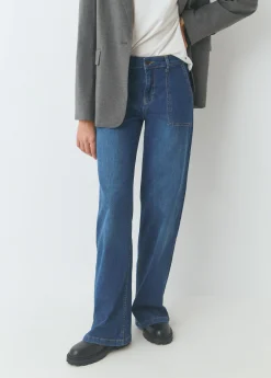 Jeans*Brownie Jeans culotte bolsillo frontal Azulmedio