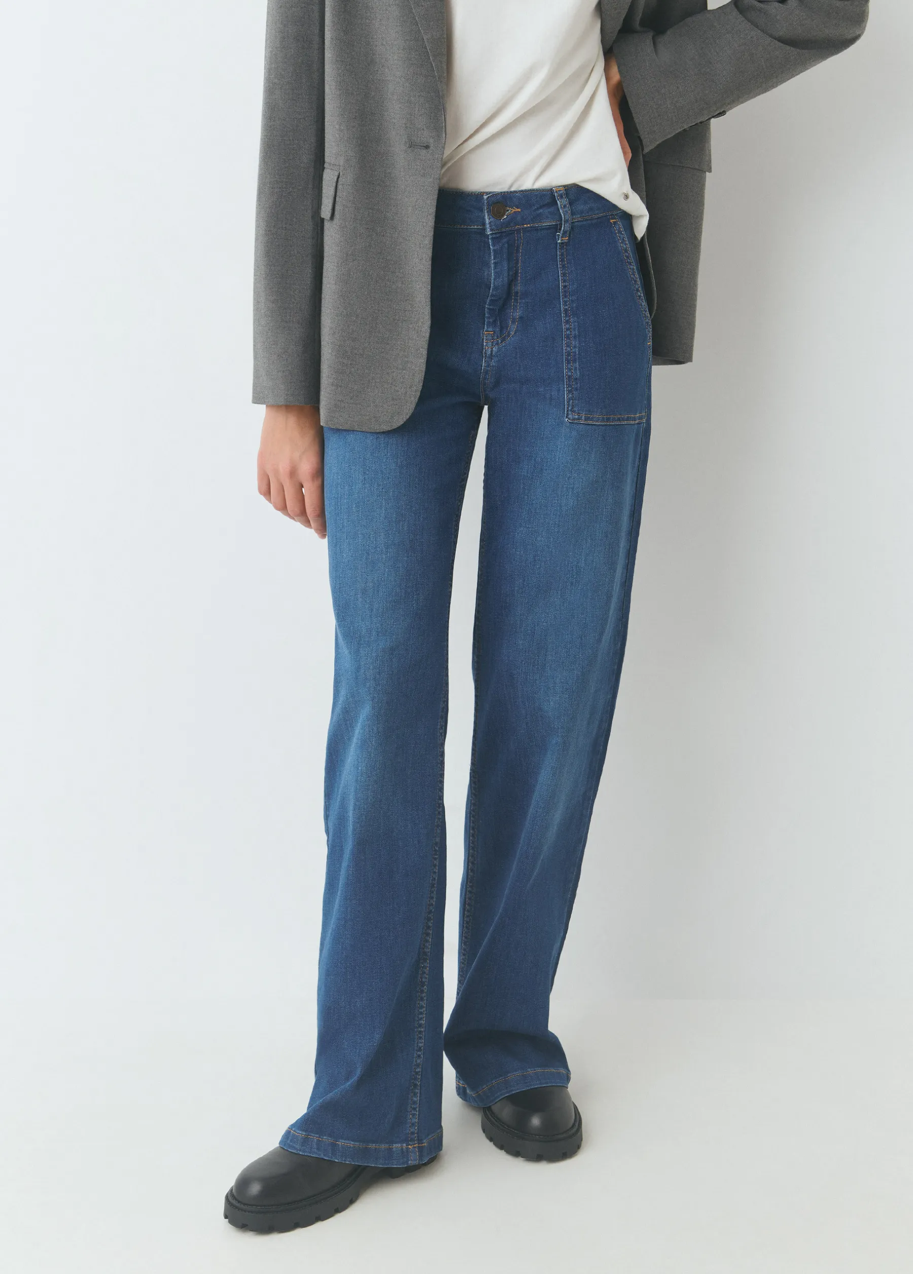 Jeans*Brownie Jeans culotte bolsillo frontal Azulmedio