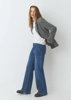 Jeans*Brownie Jeans culotte bolsillo frontal Azulmedio