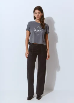 Jeans*Brownie Jeans culotte bolsillo frontal Negro