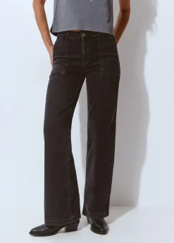 Jeans*Brownie Jeans culotte bolsillo frontal Negro