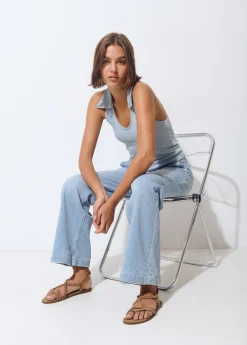 Jeans*Brownie Jeans culotte tachas Azulclaro