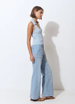 Jeans*Brownie Jeans culotte tachas Azulclaro