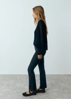 Jeans*Brownie Jeans flare cropped brillantes Negro