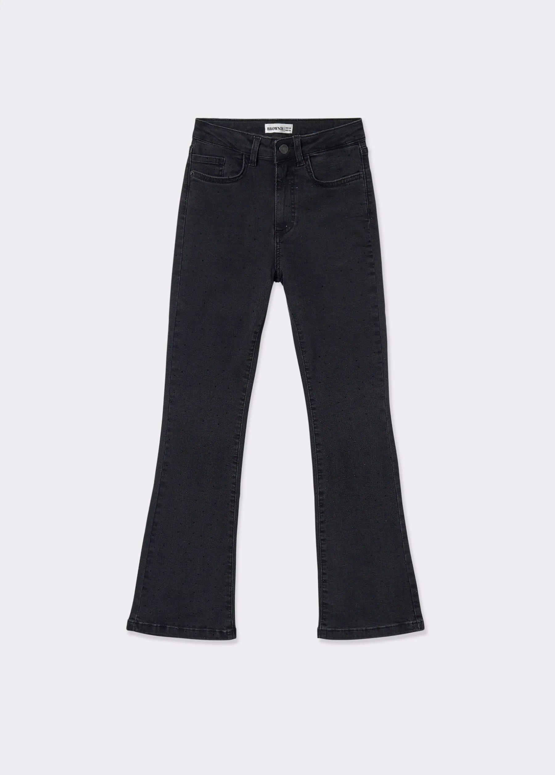 Jeans*Brownie Jeans flare cropped brillantes Negro