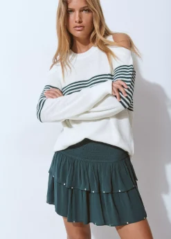 Jerséis*Brownie Jersey aperturas hombros rayas Crudo