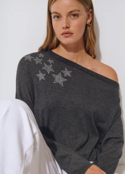 Jerséis|Punto*Brownie Jersey asimétrico estrellas Antracita