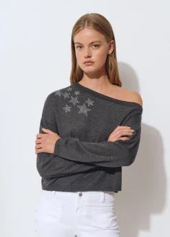 Jerséis|Punto*Brownie Jersey asimétrico estrellas Antracita