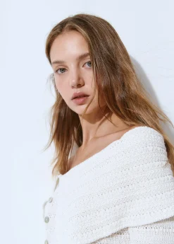 Jerséis|Punto*Brownie Jersey cruzado botones calado Crudo