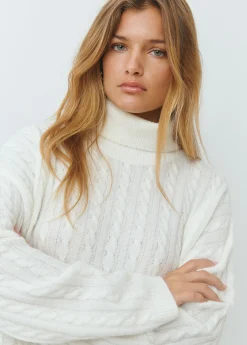 Jerséis|Punto*Brownie Jersey cuello alto trenzas Crudo