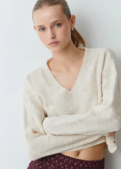 Jerséis|Punto*Brownie Jersey cuello pico básico Crudo