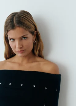 Jerséis|Punto*Brownie Jersey eyelets Negro