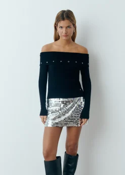 Jerséis|Punto*Brownie Jersey eyelets Negro