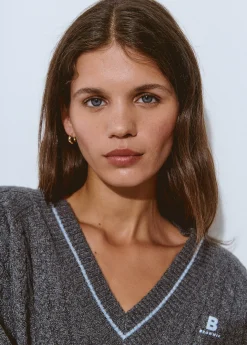 Jerséis|Punto*Brownie Jersey pico trenzas Grisoscuro