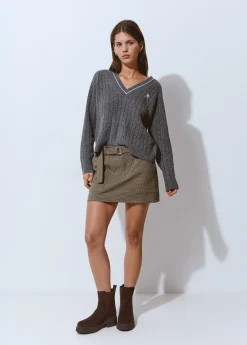 Jerséis|Punto*Brownie Jersey pico trenzas Grisoscuro