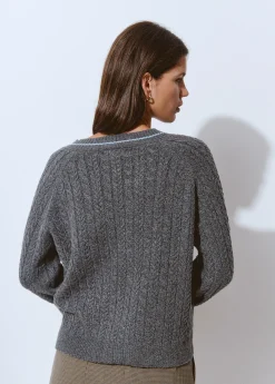 Jerséis|Punto*Brownie Jersey pico trenzas Grisoscuro
